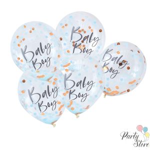 Балони Baby Boy Baby Shower Confetti сини 12" (1 пкт. / 5 бр.)