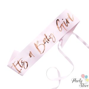 Лента Baby Girl Baby Shower розов 10х75см