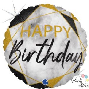 Фолиев балон Happy Birthday черно и златно 46 см