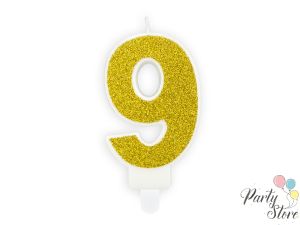 Свещ за рожден ден Номер 9 златна 7см