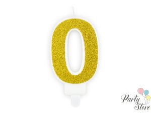 Свещ за рожден ден Номер 0, златисто, 7см