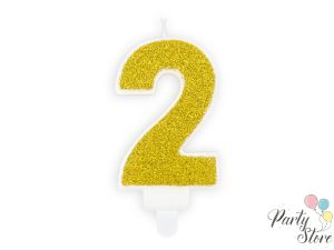 Свещ за рожден ден Номер 2 златна 7см