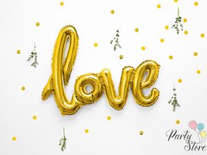 Фолиев балон Love златен 73x59см
