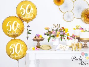 Салфетки 50th Birthday бели 33x33cm (1 пкт. / 20 бр.)