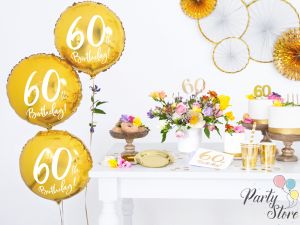 Салфетки 60th Birthday бели 33x33cm (1 пкт. / 20 бр.)