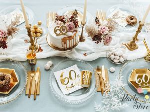 Салфетки 60th Birthday бели 33x33cm (1 пкт. / 20 бр.)