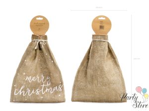 Чувал от юта Merry Christmas бял 30x42см