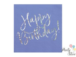 Салфетки Happy Birthday тъмносини 33x33cm (1 пкт. / 20 бр.)