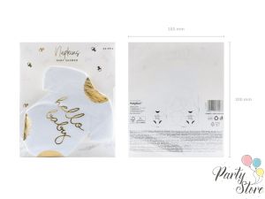 Салфетки Бебешки гащеризон - Hello Baby бял 16x16см (1 пкт. / 20 бр.)