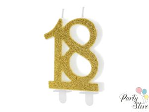 Свещ за рожден ден Номер 18 златна 7.5см