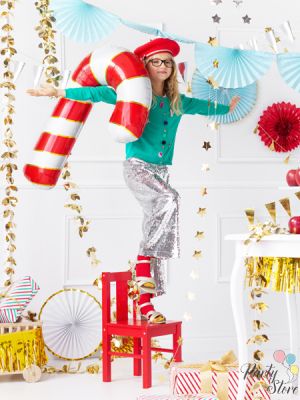 Фолиев балон Candy cane 50x82см червен
