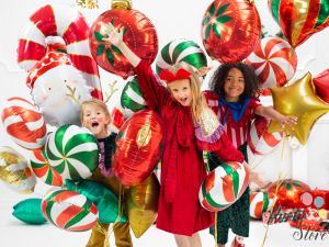 Фолиев балон Candy cane 50x82см червен