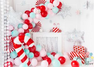 Фолиев балон Candy cane 50x82см червен