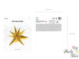 Фолиев балон Star 3D 95см златен