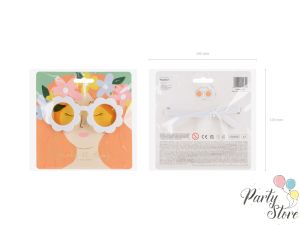  Слънчеви очила Daisy/ Маргаритка в бял цвят със жълти стъкла