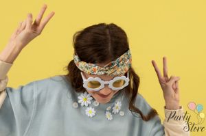  Слънчеви очила Daisy/ Маргаритка в бял цвят със жълти стъкла