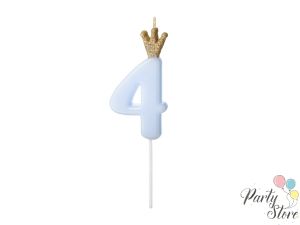 Свещ за рожден ден Номер 4 светло синя 9.5см