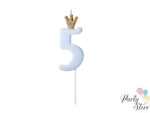 Свещ за рожден ден Номер 5 светло синя 9.5см