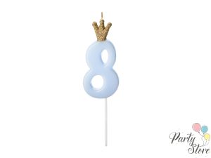 Свещ за рожден ден Номер 8 светло синя 9.5см