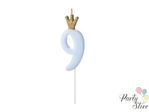 Свещ за рожден ден Номер 9 светло синя 9.5см
