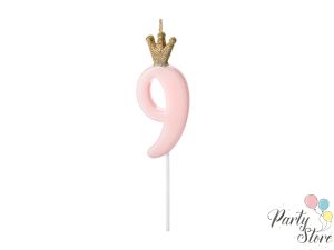 Свещ за рожден ден Номер 9 светло розова 9.5см
