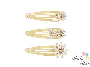 Щипки за коса Daisy, 5x1,5-2 см, златни (1 пкт. / 3 бр.)