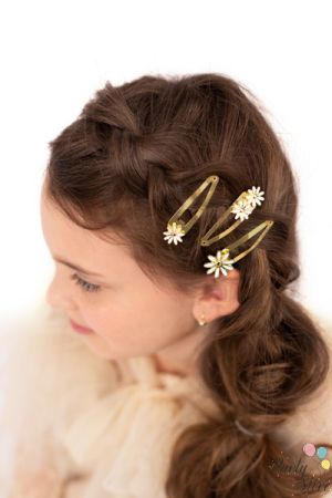 Щипки за коса Daisy, 5x1,5-2 см, златни (1 пкт. / 3 бр.)