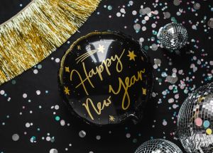 Фолиев балон Happy New Year 45 см черен