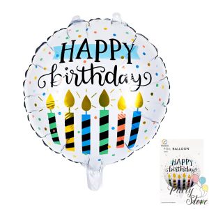 Фолиев балон Happy birthday свещи 46 см.