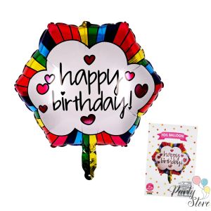 Фолиев балон Happy birthday звезда сърца 46 см.