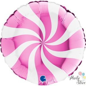 Фолиев балон candy 45см циклама и бяло