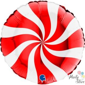 Фолиев балон candy 45см червено и бяло