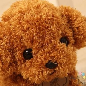 Плюшено куче с медальон светло кафяво