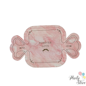 Xартиена чиния бонбон розова 'Love' (1 пакет / 8 бр.) | PartyStore.bg"