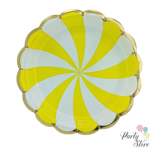 Xартиена чиния жълт бонбон 9" (1 пкт. / 8 бр.)
