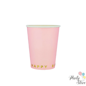 Хартиена чаша розова Happy Birthday 9OZ (1 пкт. / 8 бр.)