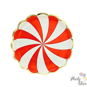 "Xартиена чиния червен бонбон 7" (1 пакет / 8 броя) | PartyStore.bg"