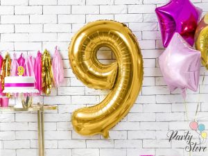 Фолиев балон цифра ''9'' 102 см злато