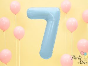 Фолиев балон цифра ''7'' 102 см светло синя