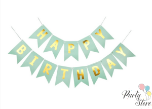 Банер Happy Birthday - в мента 16.5 / 11.5 см