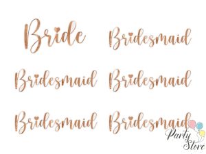 Маркер за чаша ''Bride & Bridesmaid'', розово злато (1 пкт. / 6 бр.)