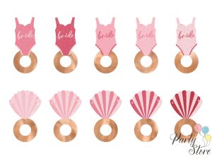 Маркер за чаша Swimsuit and Shell, 8x5 cm, микс (1 пкт. / 10 бр.)