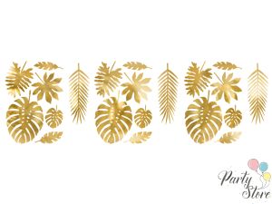 Декорации Aloha - Тропически листа, златни (1 пкт. / 21 бр.)