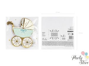 Салфетки Бебешка количка, тифани синьо, 14x15 см (1 пкт. / 20 бр.)