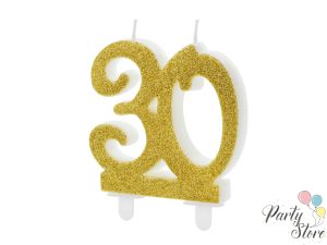 Свещ за рожден ден Номер 30, златисто, 7.5см