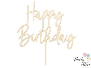 Дървен топер Happy Birthday, 16.5см