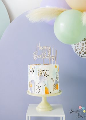 Дървен топер Happy Birthday, 16.5см