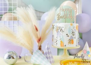 Дървен топер Happy Birthday, 16.5см
