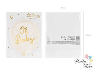 Хартиени чинии с формата на балон с надпис "Oh baby"  (1 пакет / 6 бр.) 