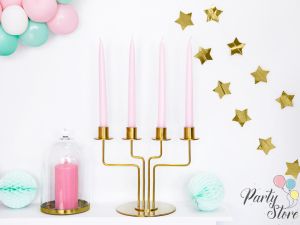 Конусна свещ, матови, светло розови, 24 см / 1бр